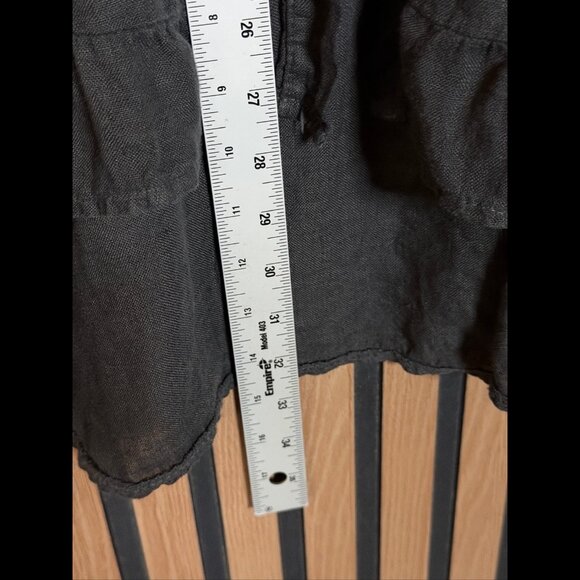 Made in Italy Shirt Dress OS Womens Gray 100% Linen Button Cap Sleeve Tunic - Picture 3 of 6